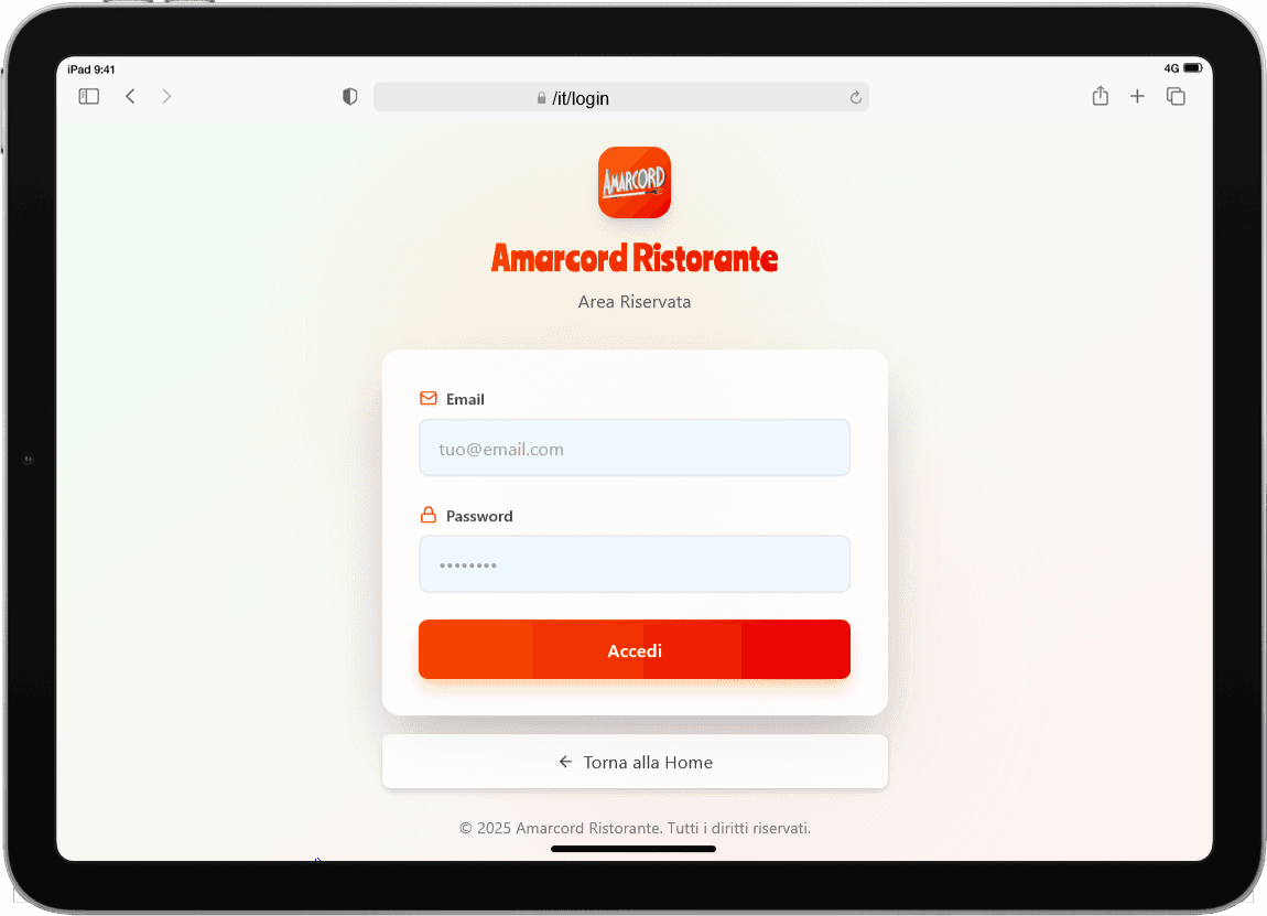 Sito Web per Ristorante – Amarcord Restaurant — screenshot 5