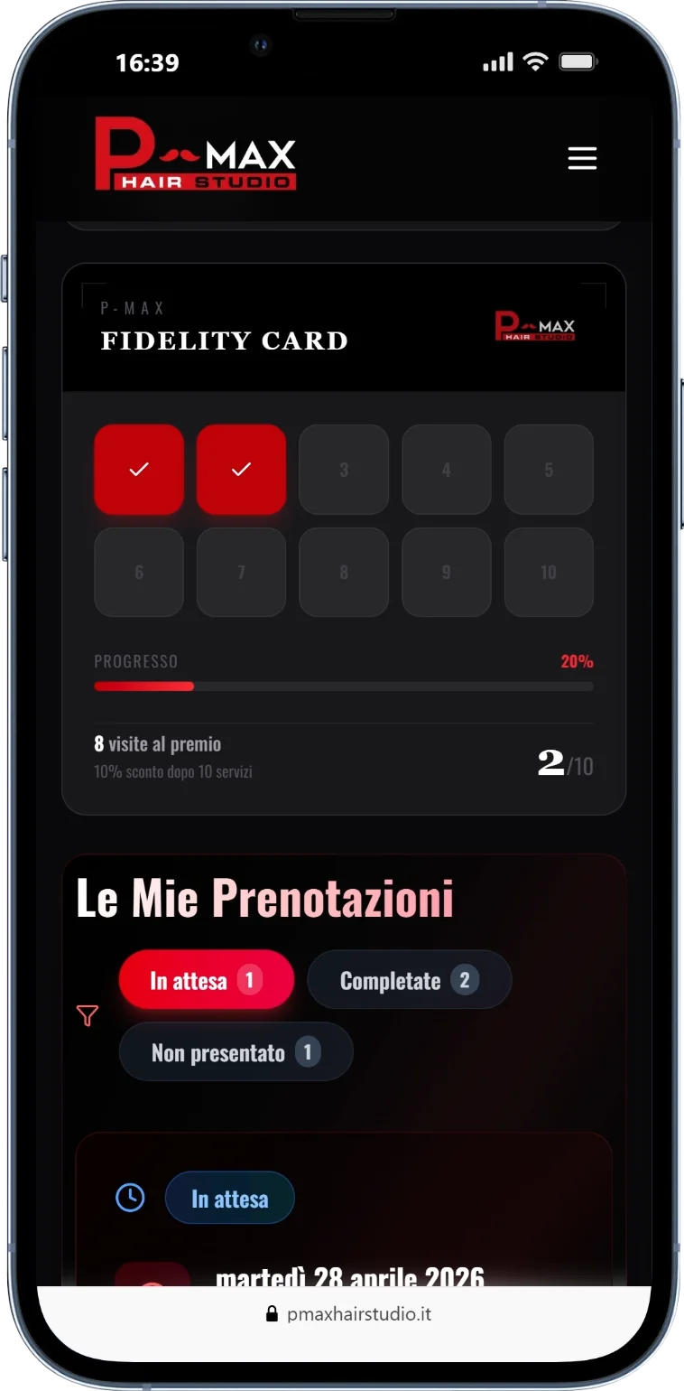 Gestionale Web per Barber Shop – P-Max Hair Studio — screenshot 4