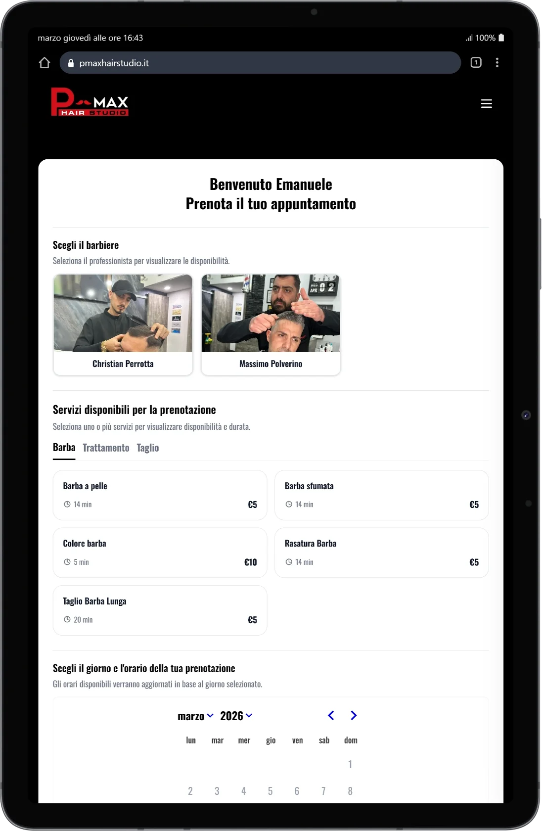 Gestionale Web per Barber Shop – P-Max Hair Studio — screenshot 8